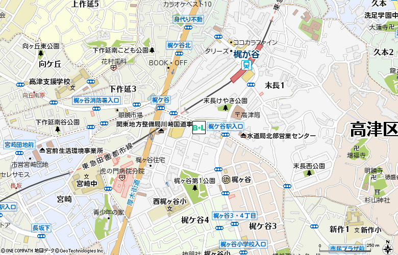 メガネストアー　梶ヶ谷店付近の地図